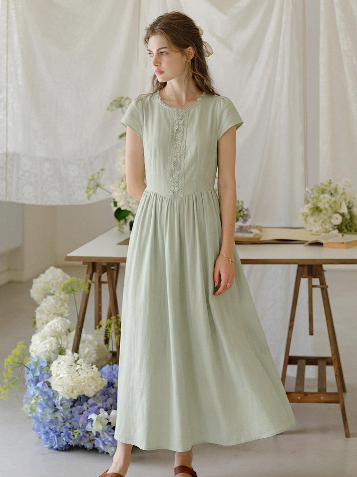 Claire | Vintage Lace Collar White Cotton Dress