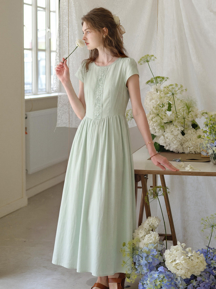 Claire | Vintage Lace Collar White Cotton Dress