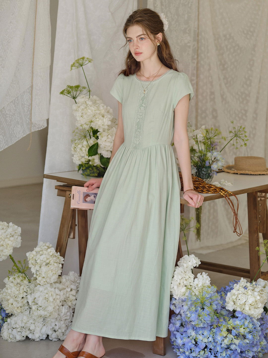 Claire | Vintage Lace Collar White Cotton Dress