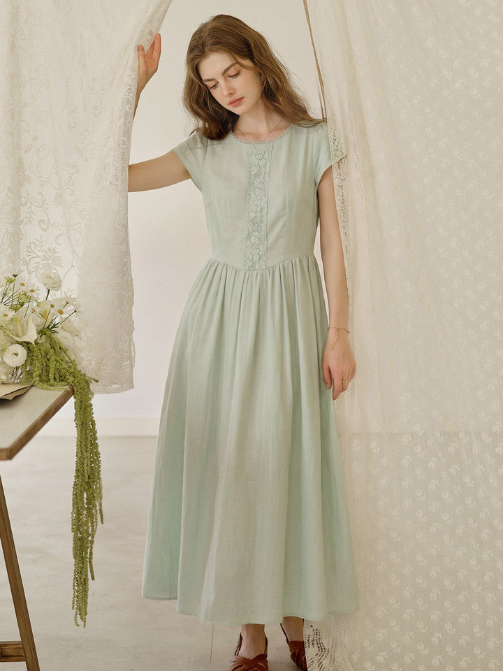 Claire | Vintage Lace Collar White Cotton Dress