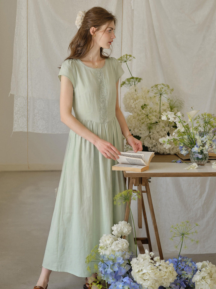 Claire | Vintage Lace Collar White Cotton Dress