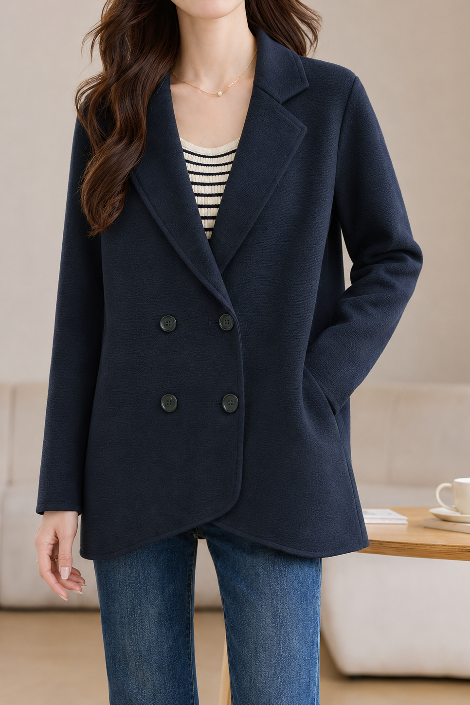 Susan | Minimal Lapel Knit Coat