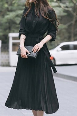 Janet | Puff Sleeve Pleated Maxi Dress