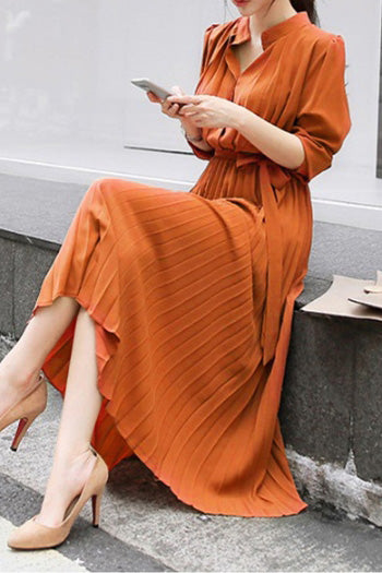 Janet | Puff Sleeve Pleated Maxi Dress