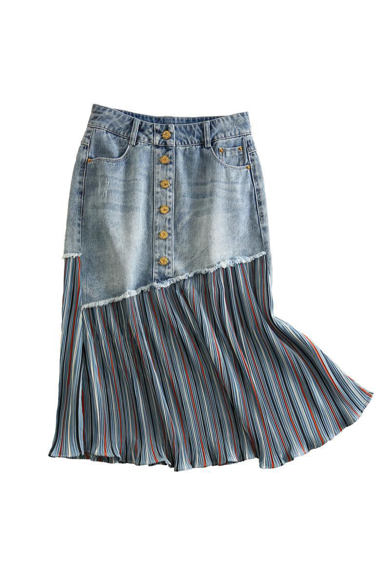 Shirley | Contrast Panel Pleated Midi Skirt