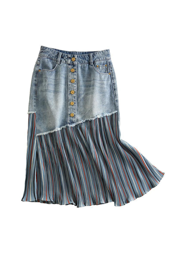 Shirley | Contrast Panel Pleated Midi Skirt