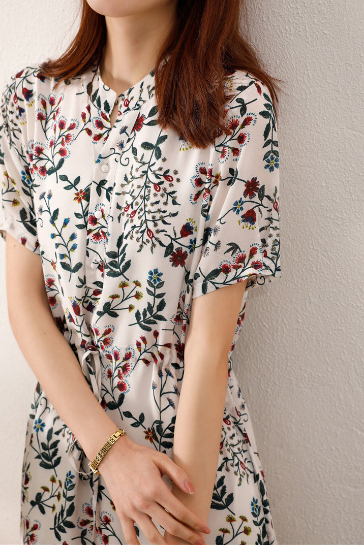 Erin | Botanical Print Skipper Midi Dress