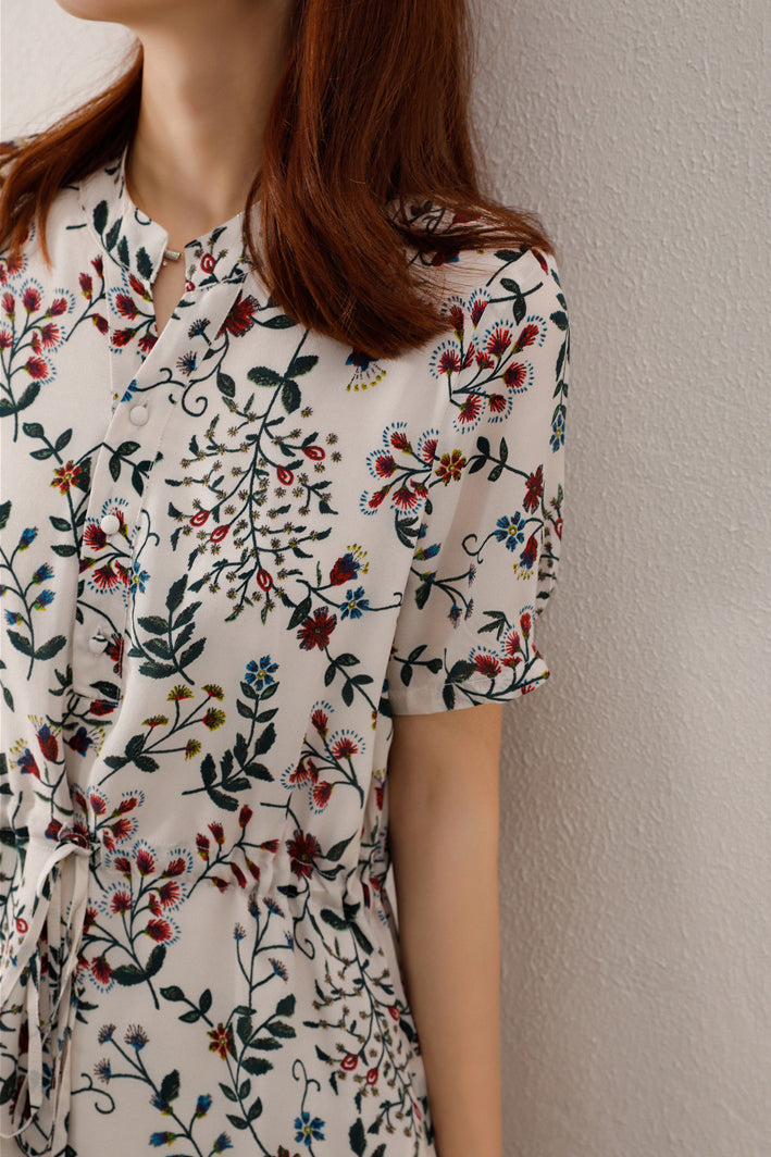Erin | Botanical Print Skipper Midi Dress