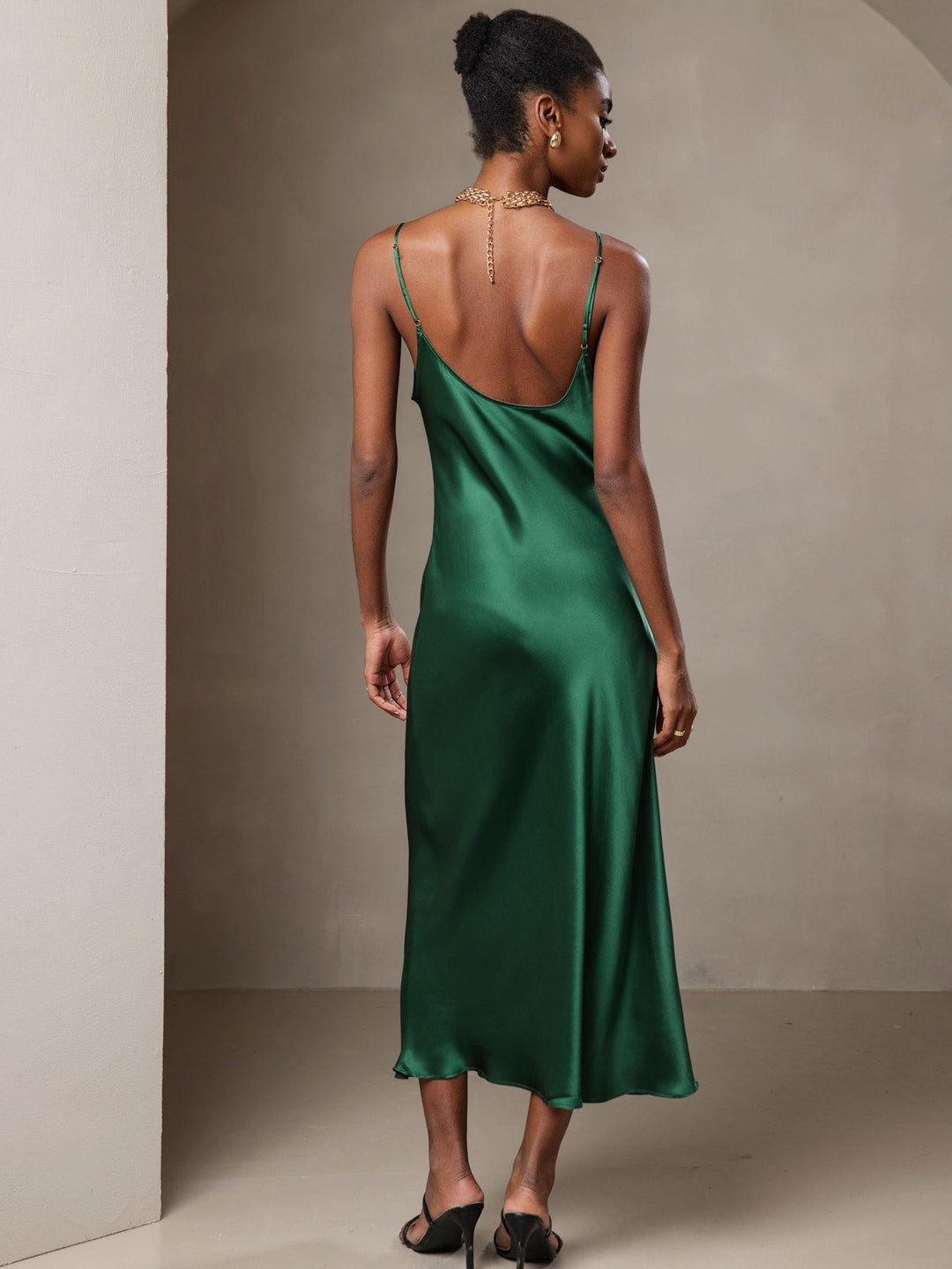 Rachel | Spaghetti Strap Silk Midi Dress