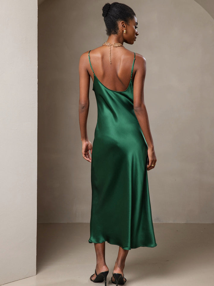 Rachel | Spaghetti Strap Silk Midi Dress