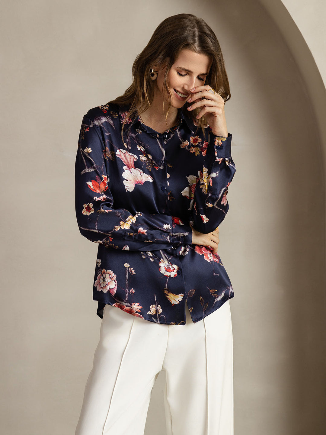 Catherine | Pure Silk Lapel Blouse