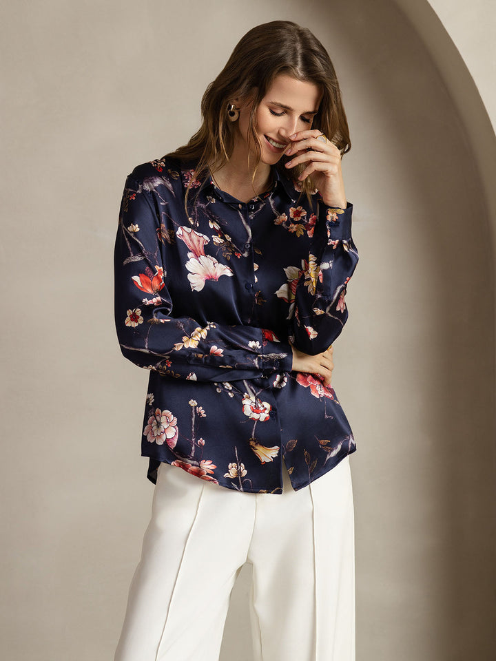 Catherine | Pure Silk Lapel Blouse