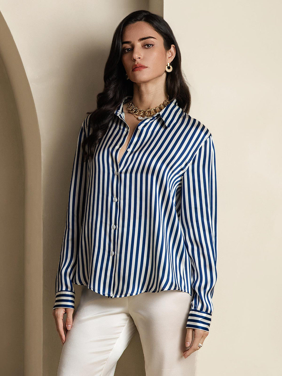 Catherine | Pure Silk Lapel Blouse
