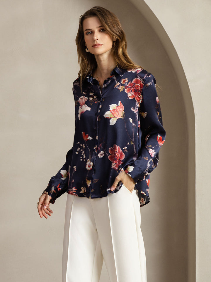 Catherine | Pure Silk Lapel Blouse