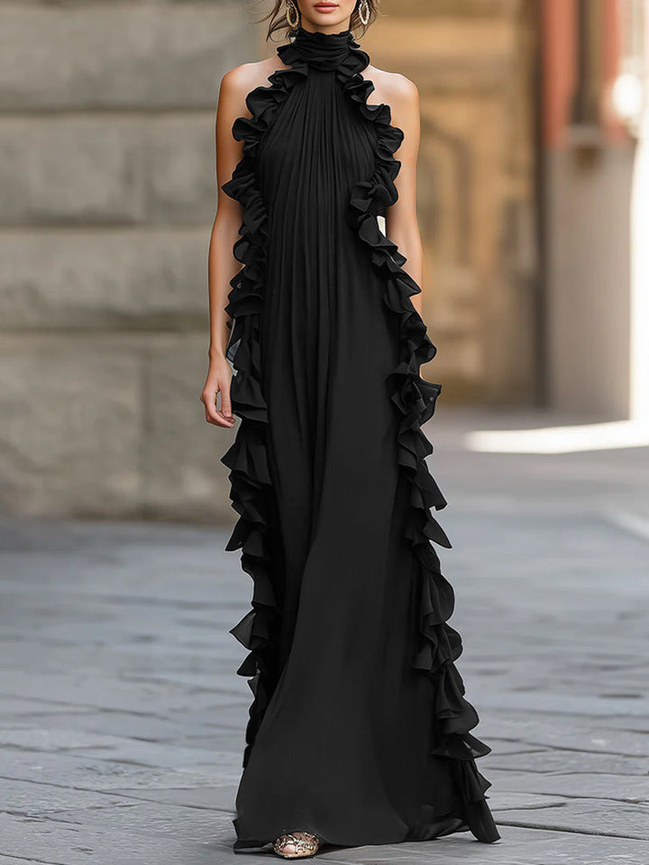 Gabrielle | Ruffled Halter Chiffon Maxi Gown