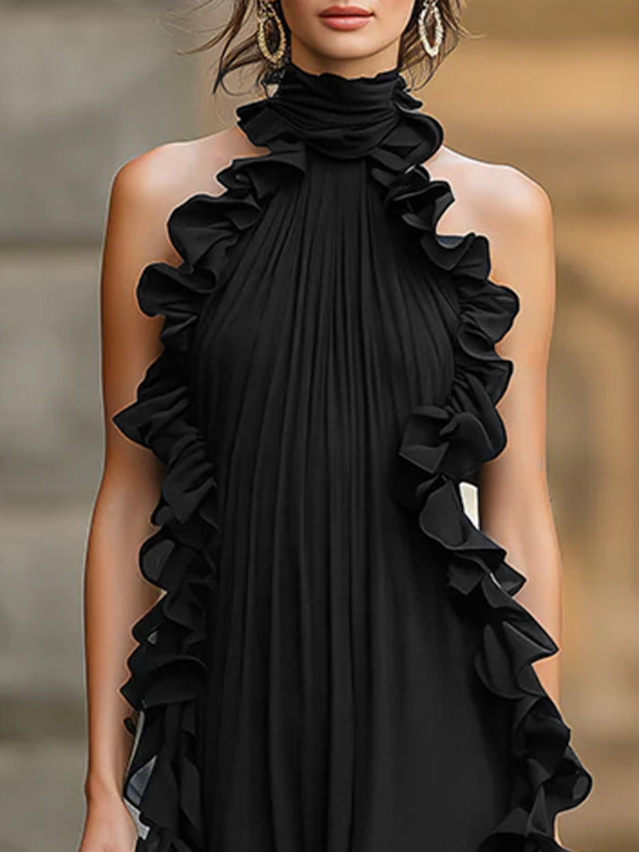 Gabrielle | Ruffled Halter Chiffon Maxi Gown