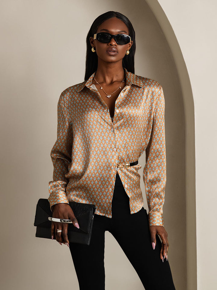 Catherine | Pure Silk Lapel Blouse