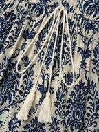 Boho Print Notched Tie Knot Maxi Dress