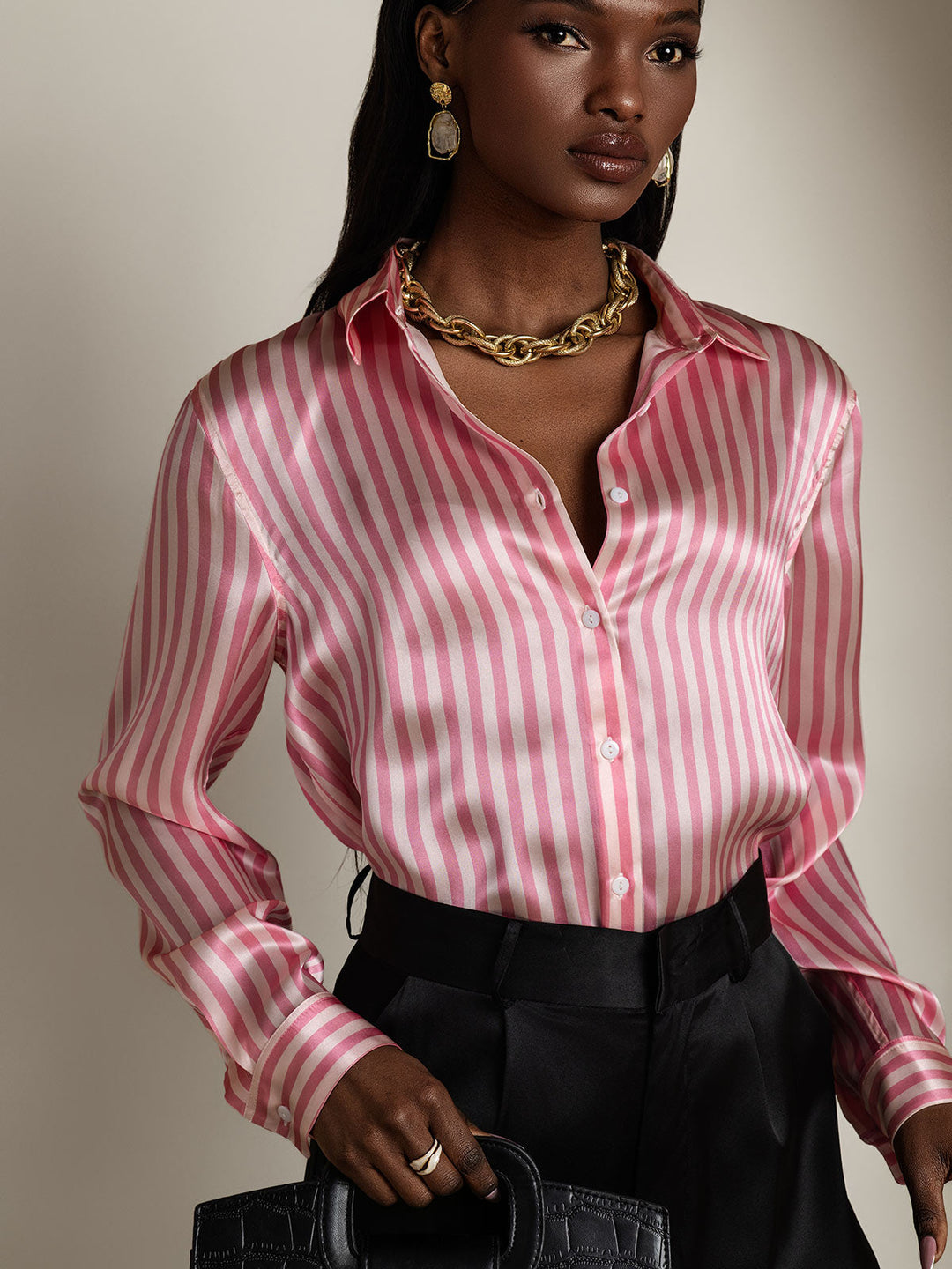 Catherine | Pure Silk Lapel Blouse
