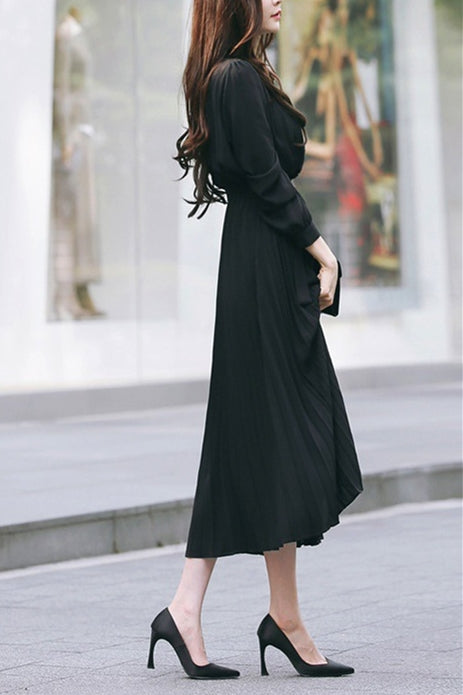 Janet | Puff Sleeve Pleated Maxi Dress