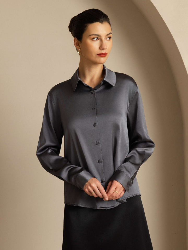 Catherine | Pure Silk Lapel Blouse