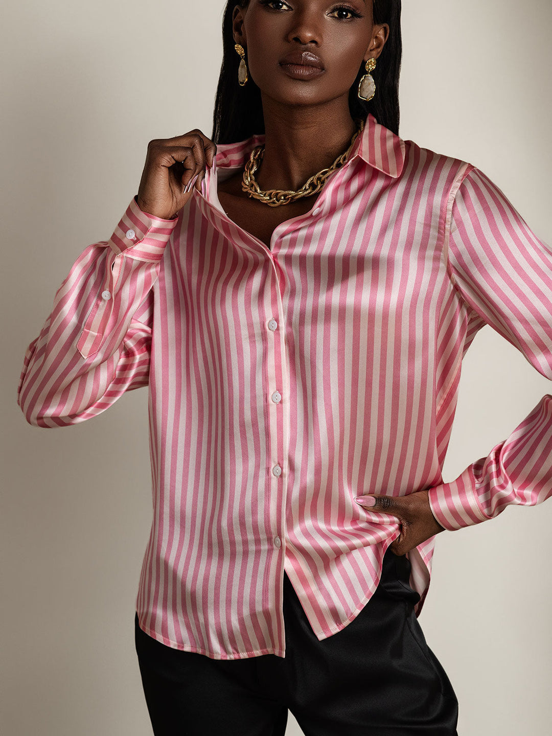 Catherine | Pure Silk Lapel Blouse