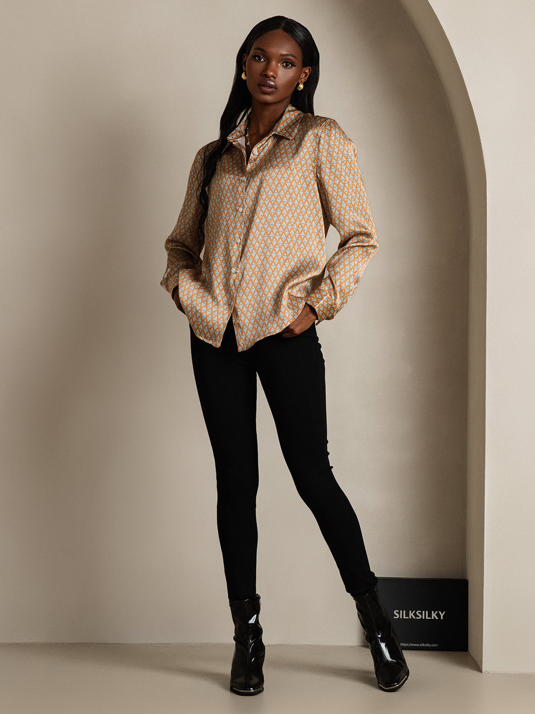 Catherine | Pure Silk Lapel Blouse
