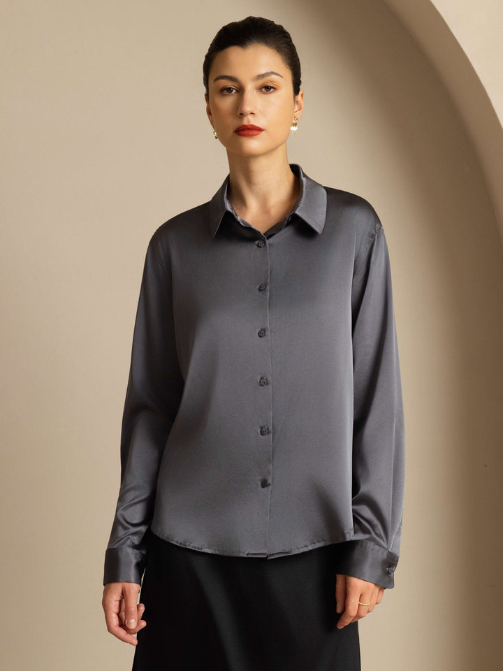 Catherine | Pure Silk Lapel Blouse