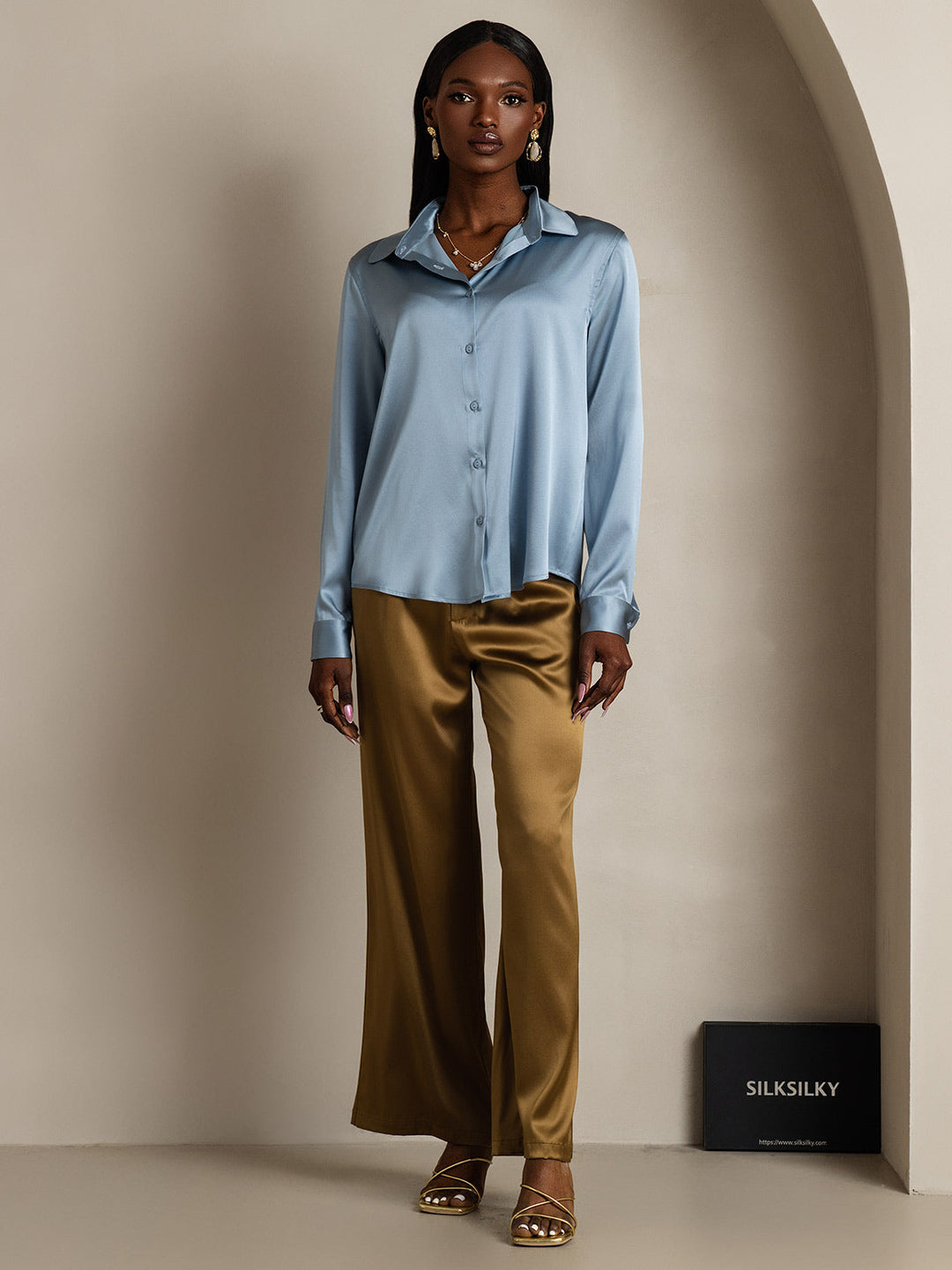 Catherine | Pure Silk Lapel Blouse