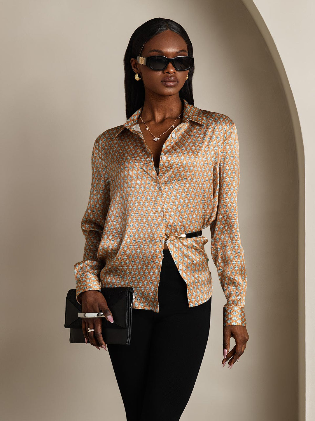 Catherine | Pure Silk Lapel Blouse