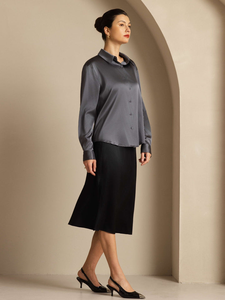 Catherine | Pure Silk Lapel Blouse