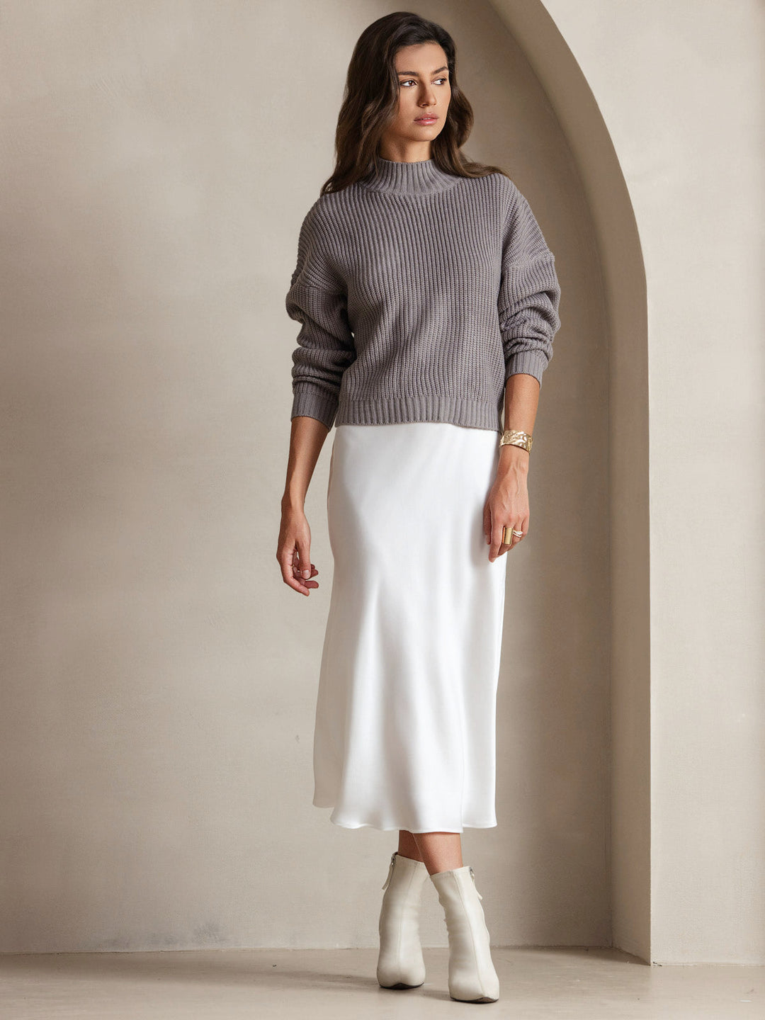 Rachel | Spaghetti Strap Silk Midi Dress