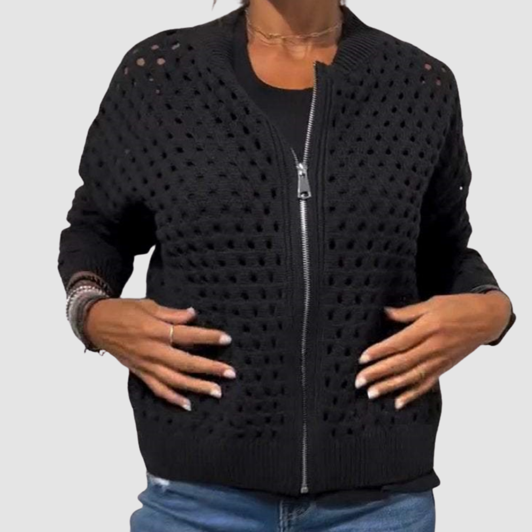 Margaret | Open-Front Hollow Knit Cardigan