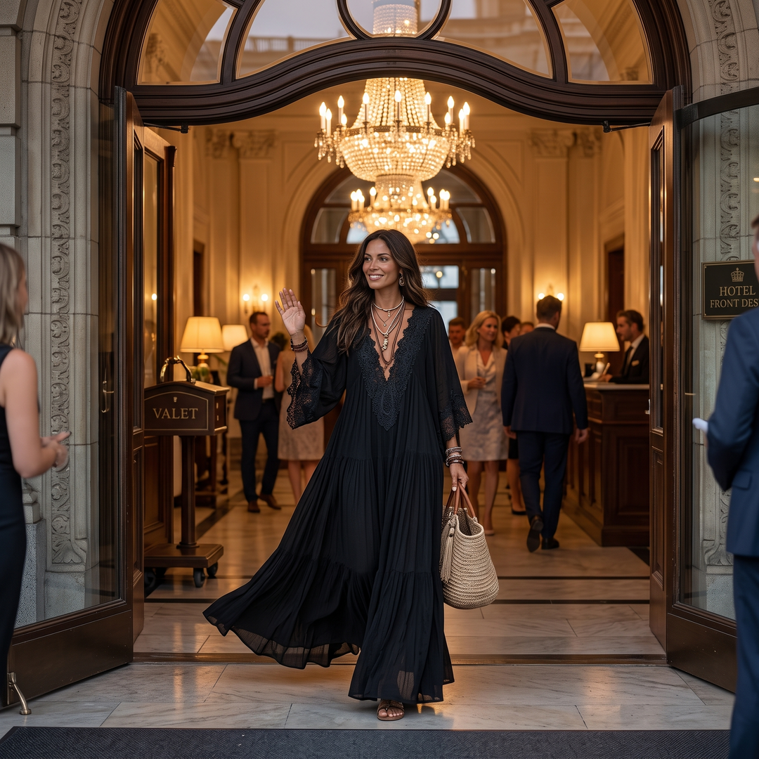 Diane | Lace Batwing Chiffon Maxi Dress