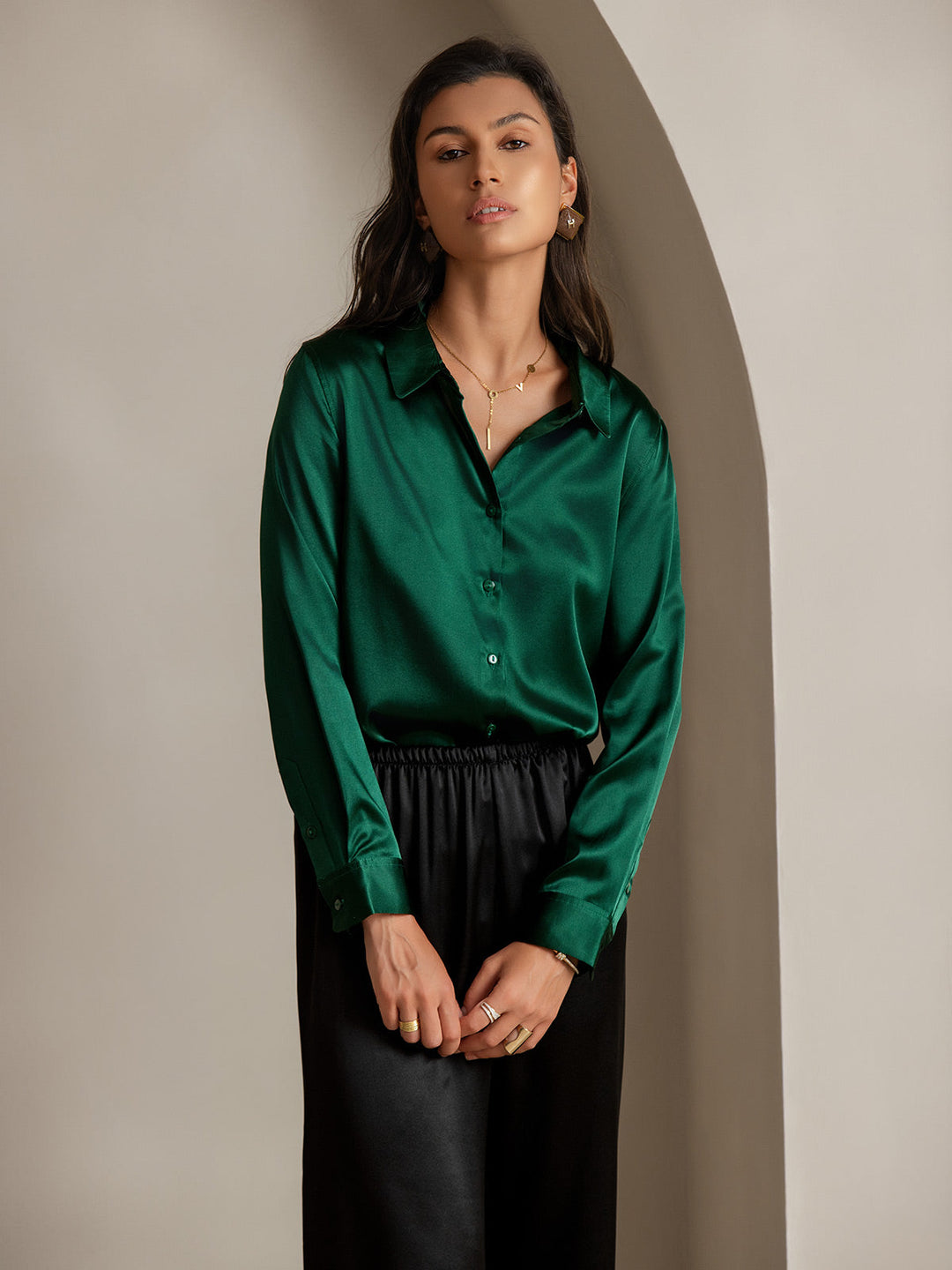 Catherine | Pure Silk Lapel Blouse