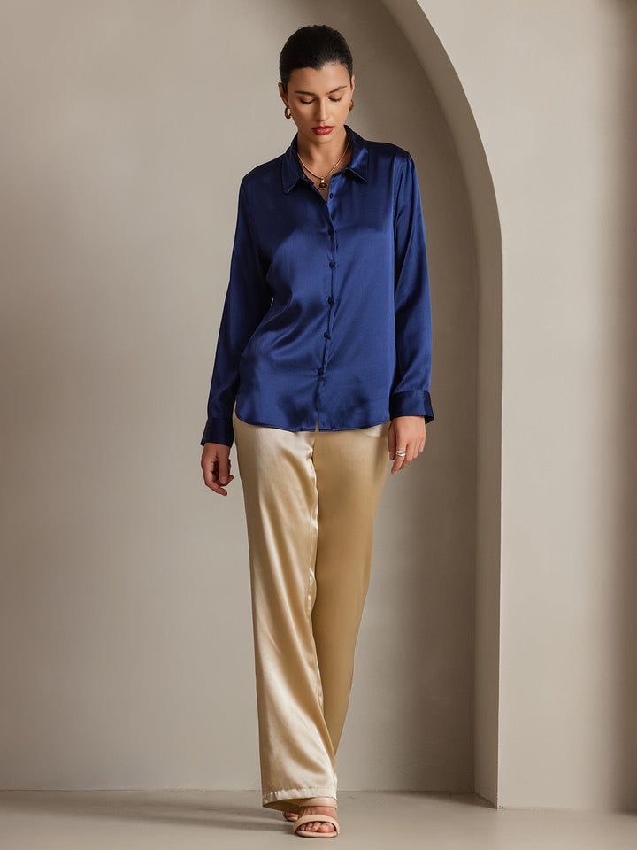 Catherine | Pure Silk Lapel Blouse