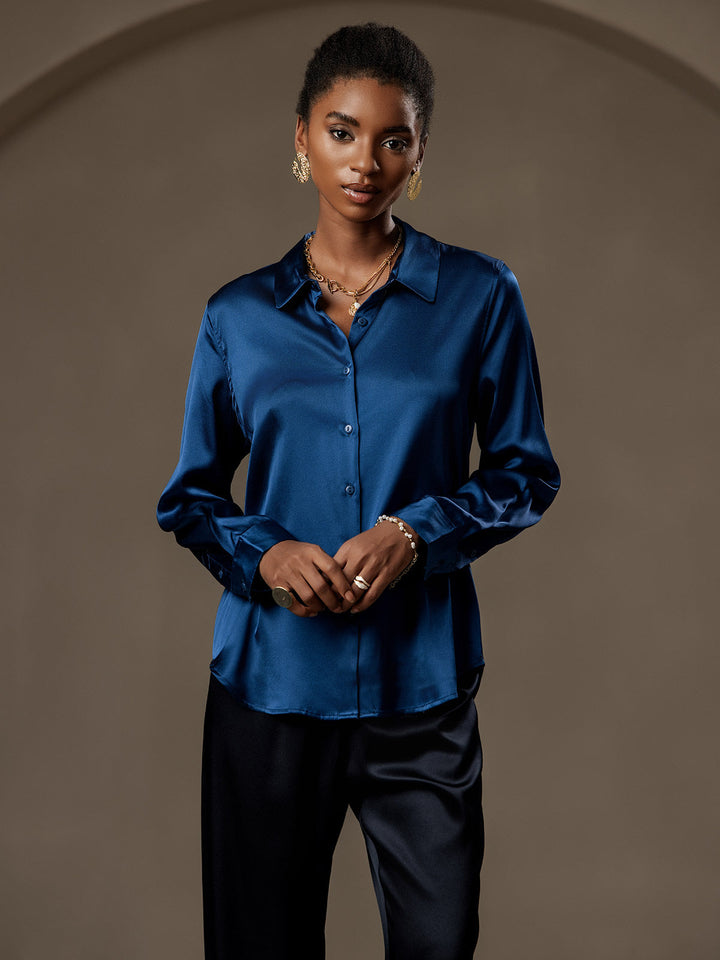 Catherine | Pure Silk Lapel Blouse