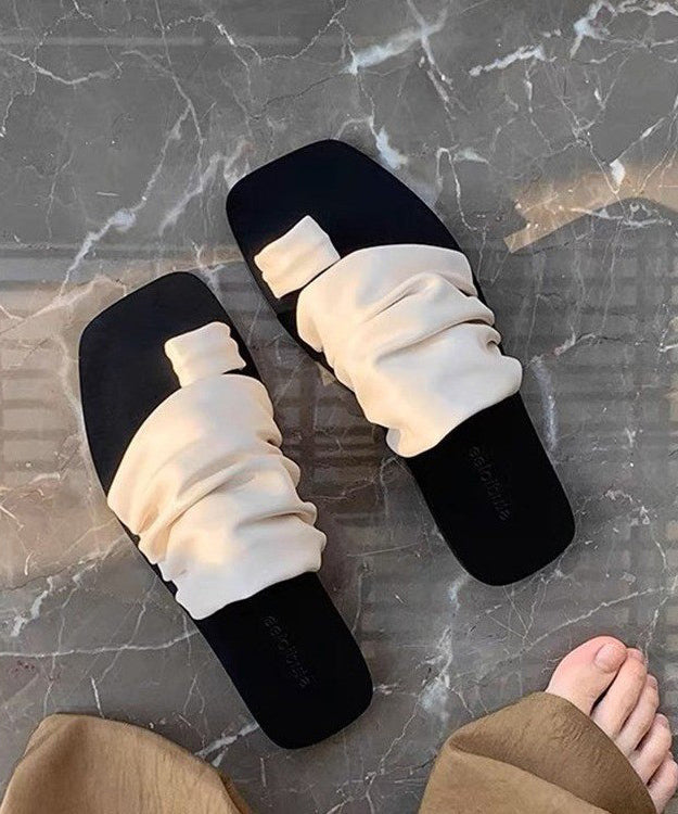 2025 Summer New White Toe Flat Wrinkled Slippers