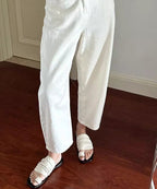 2025 Summer New White Toe Flat Wrinkled Slippers