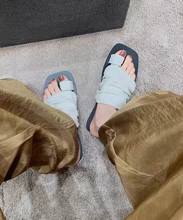 2025 Summer New White Toe Flat Wrinkled Slippers