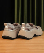 2025 Splicing Platform Sandals Khaki Faux Leather Hollow Out