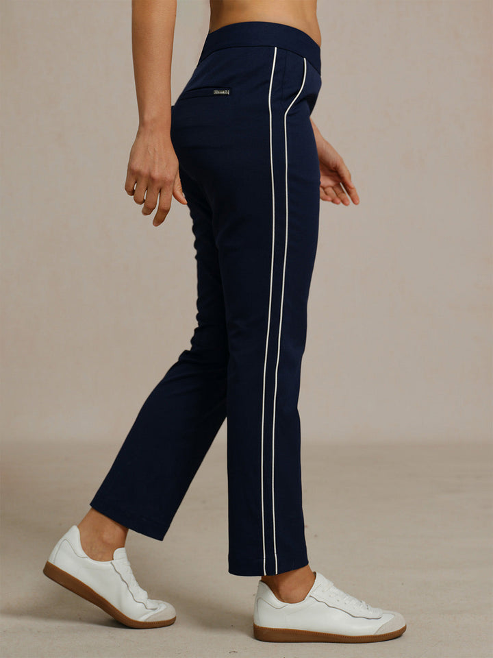 Stephanie | Stretch Trimmed Ankle Pants