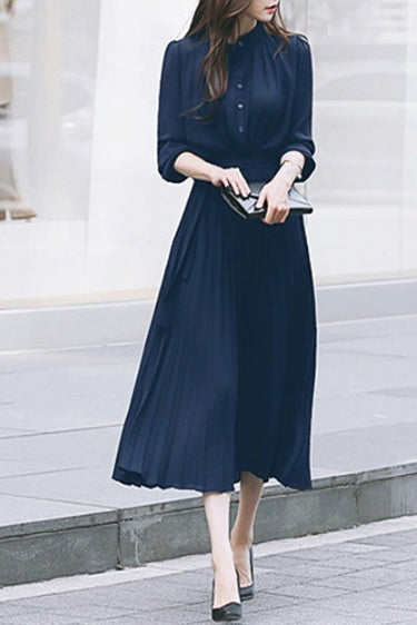 Janet | Puff Sleeve Pleated Maxi Dress