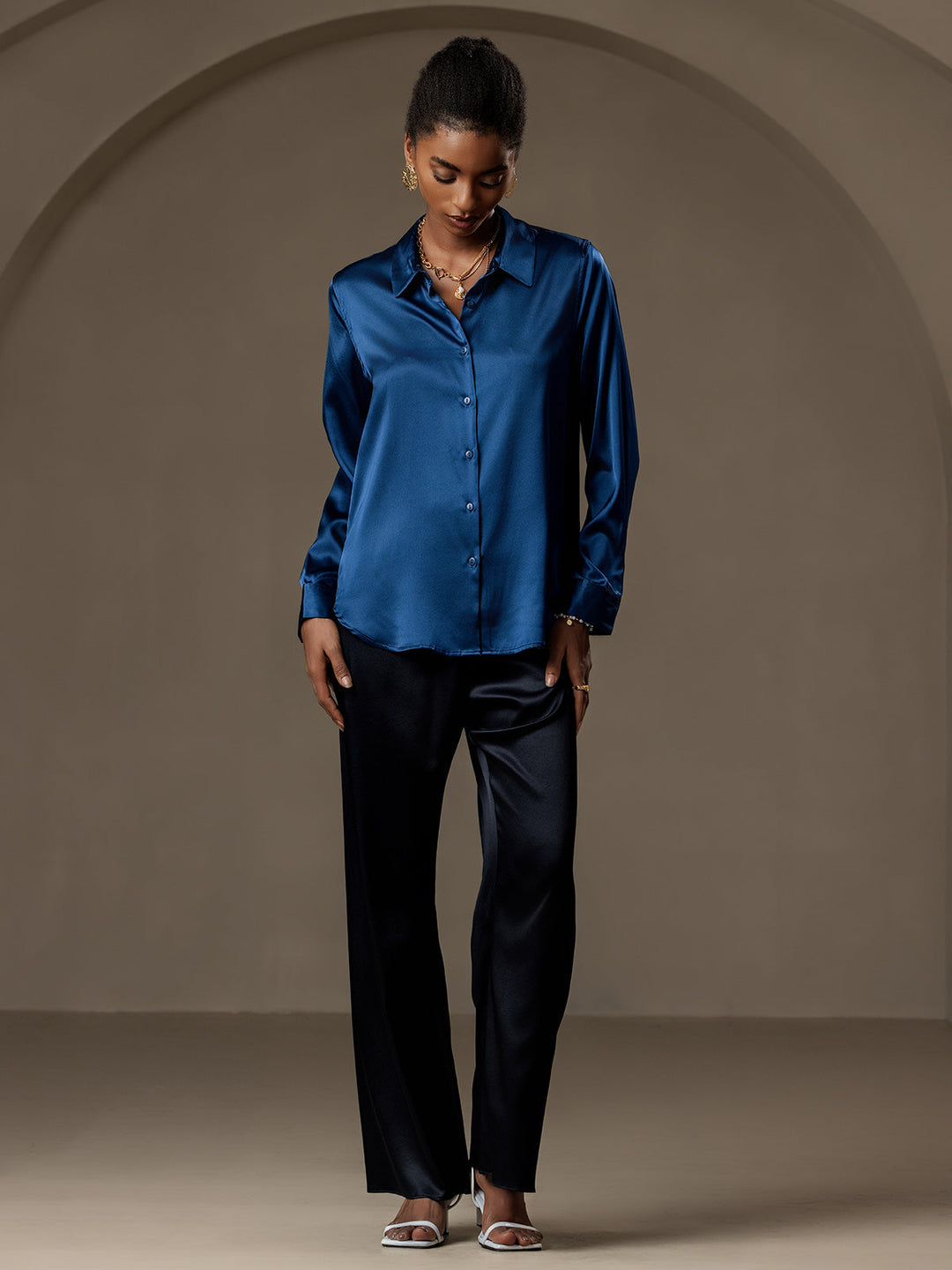 Catherine | Pure Silk Lapel Blouse