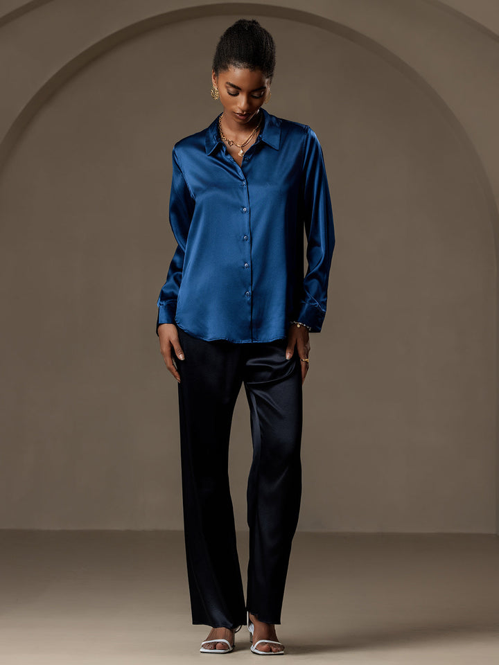 Catherine | Pure Silk Lapel Blouse