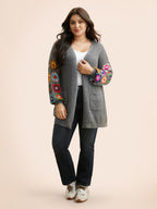 Crochet Floral Drop Shoulder Cut Out Cardigan