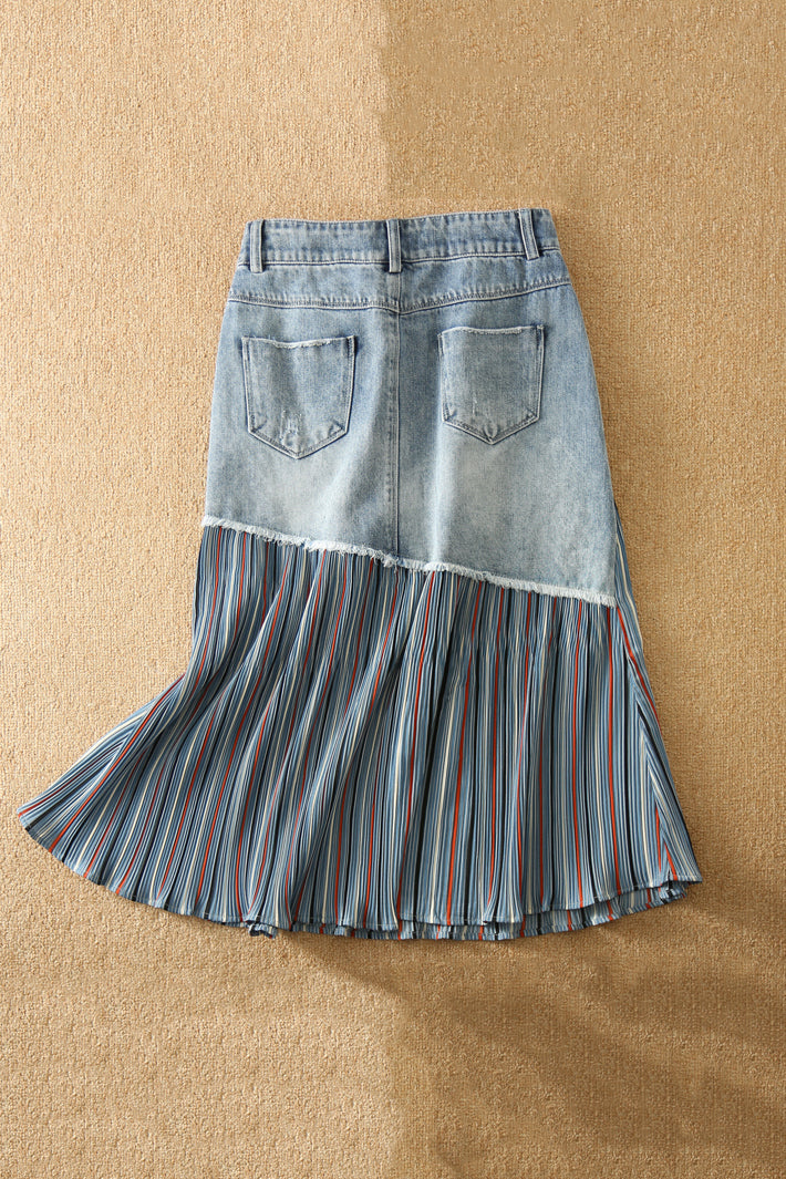 Shirley | Contrast Panel Pleated Midi Skirt