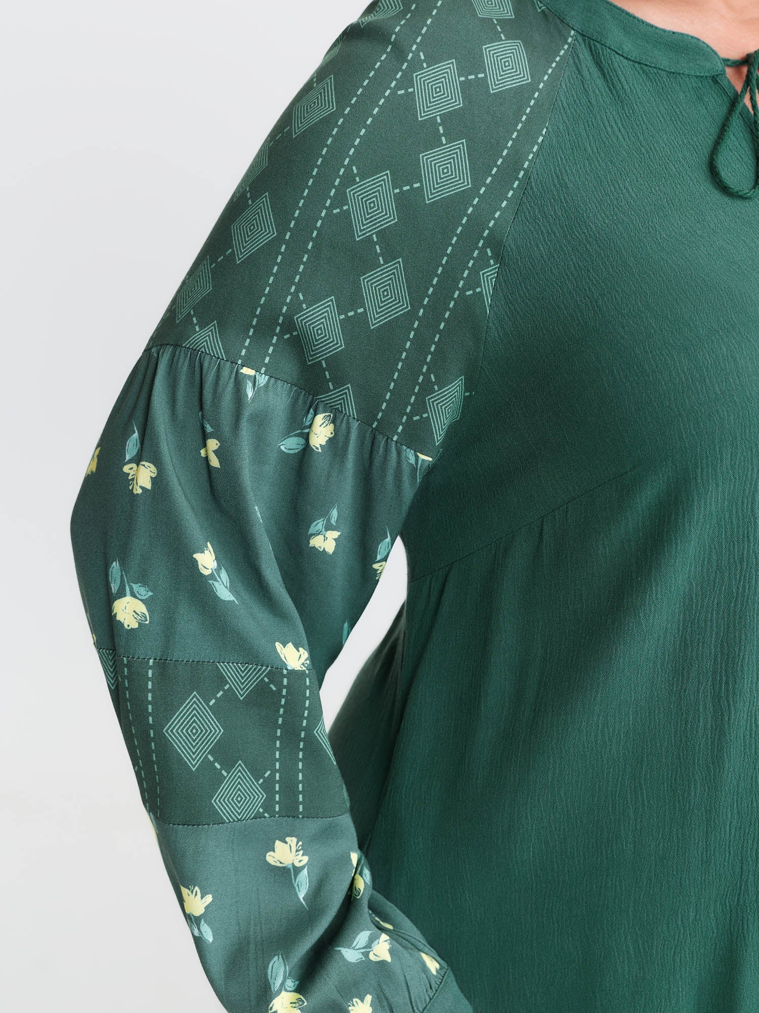 Floral Print Contrast Drawstring Midi Dress