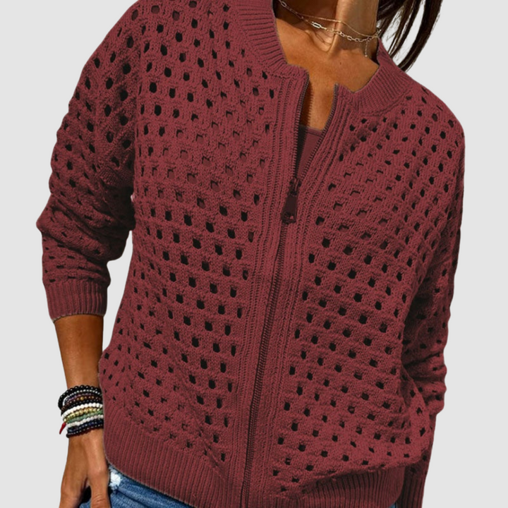 Margaret | Open-Front Hollow Knit Cardigan