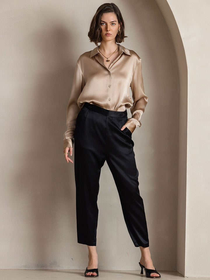 Catherine | Pure Silk Lapel Blouse